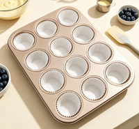 Moule à muffins antiadhésif en acier au carbone 12 cavités, plaque de cuisson premium pour mini-cupcakes, ustensile de cuisson pour four domestique