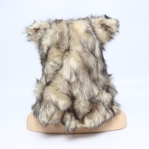 Máscara de Lobo de Peluche con Boca Móvil para Halloween, Máscara de Terror de PVC/Peluche para Pascua y Carnaval - Product Image 4