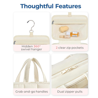 Trousse de Toilette Suspendue, Sac de Douche Étanche, Sac de Rangement pour Bijoux, Trousse à Maquillage, Sac de Rangement pour Boucles d'Oreilles et Colliers, Trousse de Maquillage