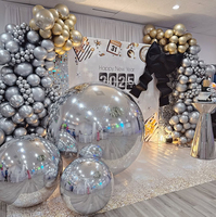 Grande boule miroir géante en argent métallique lisse, boule gonflable en PVC décorative, mariage, Noël, Ramadan, fêtes, école, Diwali