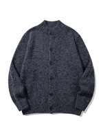 Direkt vom Hersteller: Koreanischer Vintage-Stil Herren Strickjacke mit Jacquardmuster, Einfarbig, Herbst, Relaxed Fit, Vielseitige Cardigan-Jacke mit Langem Kragen