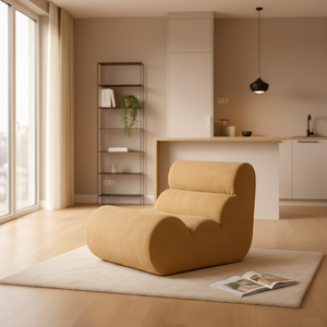 Fauteuil paresseux individuel en tissu sans cadre avec mousse à mémoire de forme, pour balcon, salon, inclinable, de loisirs, type pouf - Product Image 1