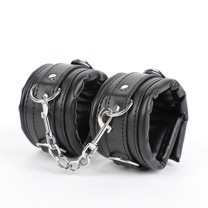 <b>Sexy</b> <b>Handcuffs</b> Leather Black Red Sponge SM Bondage Props Adult Toy - Product Image 5