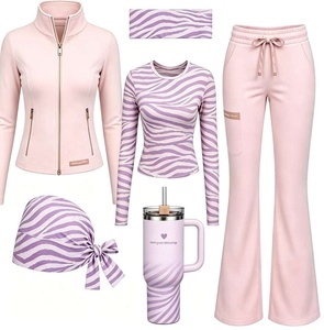 Custom High Quality Long Sleeve Stretchy Hospital <strong>Scrubs</strong> Uniform <strong>Set</strong> Soft Stand-Up Collar New Design Women's Nursing <strong>Scrubs</strong> <strong>Sets</strong> - Product Image 2