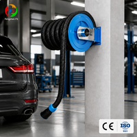 Carrete para Manguera de Escape Azul de Alta Resistencia con Certificación CE, con Brida de Cuatro Pernos y Montaje Triangular para Garajes y Fábricas