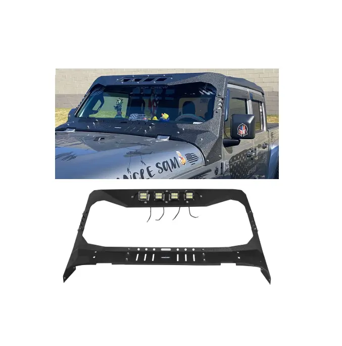 Đen Madmax kính chắn gió khung Bìa Visor cowl Armor phù hợp với 18-23 Jeep Wrangler JL