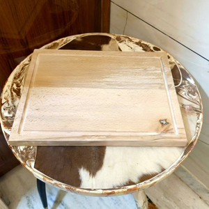 Tabla de cortar de madera de haya pulida hecha a mano con veta de extremo rectangular y bloque grueso tipo carnicero - Product Image 1