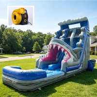 Toboggan aquatique gonflable commercial, toboggan tropical, combo toboggan aquatique, toboggan aquatique requin pour la location et les entreprises