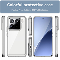 Pour Xiaomi 15 Pro étui transparent, pare-chocs en TPU de couleur anti-rayures + coque arrière en acrylique dur étui de téléphone portable pour Xiaomi Mi 13 14 15 Pro
