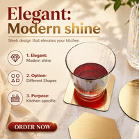 Sous-verre en métal rond, carré ou octogonal pour la décoration de bureau, tapis de protection pour tasses à thé et à café