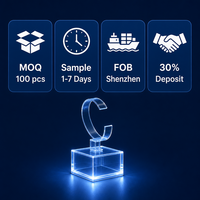Présentoir à montres en acrylique Calic éclairé par LED, transparent, alimenté par USB, 4 emplacements, pour boutique, personnalisable, en gros