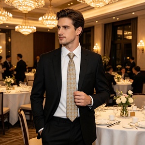 Jacquard Polyester Necktie Custom Logo Luxury Business Formal Fashion Woven Company Stripe Men Tie - Product Image 3
