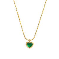 Collier avec pendentif en forme de cœur plaqué or 18 carats, chaîne à maillons en acier inoxydable, bijoux en zircon pour femmes, cadeau