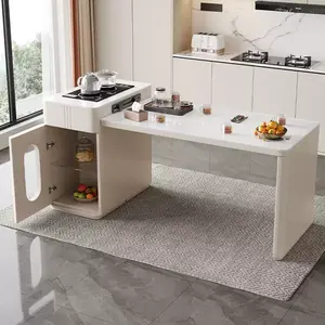 Meuble îlot de cuisine îlot <span class=keywords><strong>central</strong></span> multifonctionnel <span class=keywords><strong>table</strong></span> intégrée <span class=keywords><strong>table</strong></span> réglable pour salle à manger petite pièce - Product Image 3