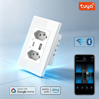 Interrupteur mural intelligent Eboy 10A à double pôle avec écran tactile, 1 port USB Type-C, compatible WiFi, contrôle via Alexa et Google App, Smart Life, IP20