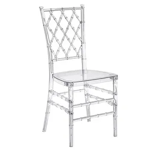 2024 yeni tasarım reçine yemek masası sandalyesi şeffaf akrilik sandalye Modern plastik akrilik düğün sandalyesi