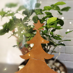 Farola de Acero Corten Pre-oxidado con Forma de Árbol de Navidad, 300x300x500 mm, para Decoración de Jardín - Product Image 1