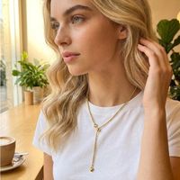 Nouveau Collier Chaîne pour Femme en Argent 925 Plaqué Or 18K, Longueur Réglable 2,1 mm, Perle Lune, Cadeau Romantique pour Mariage