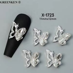 10 Uds nueva mariposa media alas decoraciones para <span class=keywords><strong>uñas</strong></span> aleación hueca 3D Nail Art Charms coloridos diamantes de imitación para <span class=keywords><strong>uñas</strong></span> - Product Image 6