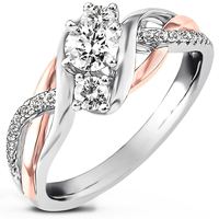 Bague Moissanite infinie en argent sterling 925 plaqué or rose et rhodium pour femmes fiançailles mariage