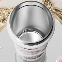 Botol Minum Anak Motif Bunga Kapasitas Besar, Vacuum Insulated Stainless Steel dengan Sedotan, Desain Lucu, Portabel, Cocok untuk Hadiah