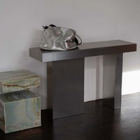 Table console moderne en acier inoxydable, table rectangulaire pour entrée, salon, couloir, décoration de la maison