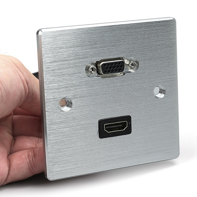 86 Type Silver VGA Aluminium Alloy Faceplate Double Pole Wall Switch Plate Network 10A Max. Current Voltage Support