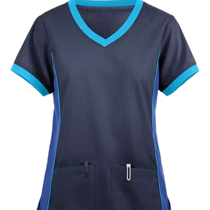 Tenues médicales unisexes anti-rides en Spandex/Polyester extensible 4 directions pour le personnel infirmier – Coupe durable - Product Image 1
