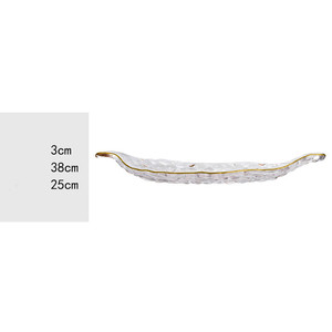 <span class=keywords><strong>Assiette</strong></span> en verre créative à bord doré de luxe léger, style nordique, grande <span class=keywords><strong>assiette</strong></span> à sushi irrégulière, plateau en verre pour le salon - Product Image 6