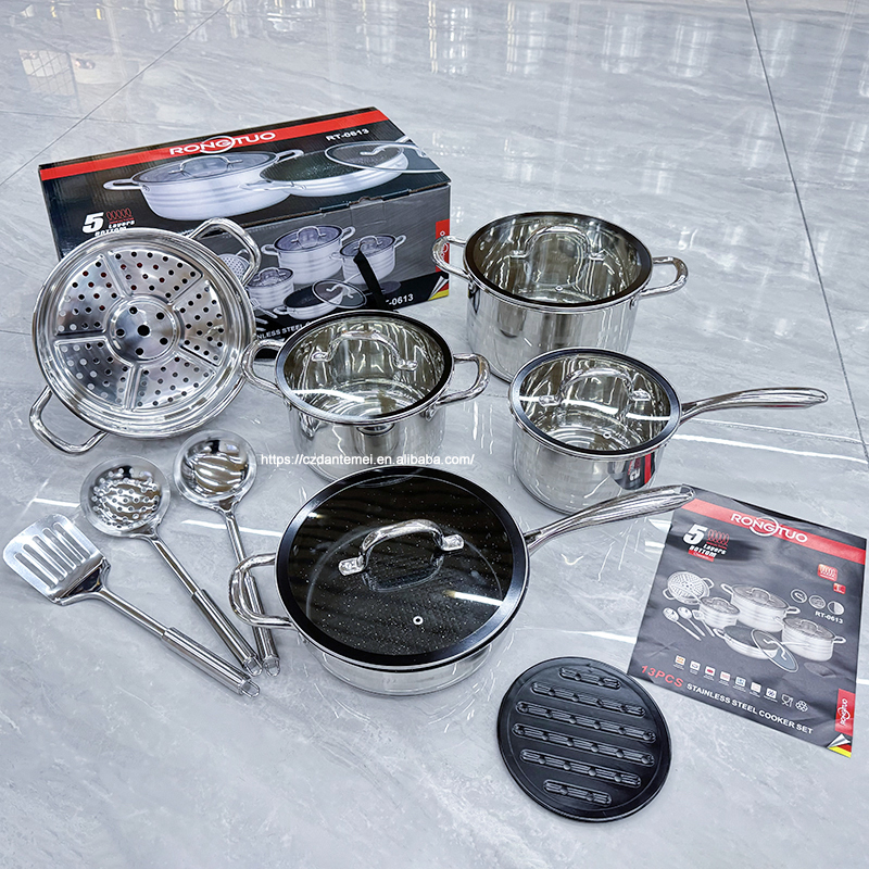 Top Quality Luxury Stainless Steel Pot Set Kitchen Non Stick 13 Pieces Cookware Sets · image 3