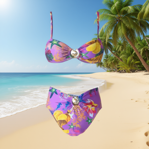 Costume da bagno intero HDJ taglie forti a vita alta con stampa a fascia, per donna, taglie 46 48 50 52, in Spandex Poliestere - Product Image 2