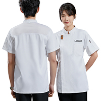 Uniforme de Serveur pour Bar et Club, Veste de Chef en Polyester à Manches Courtes avec Poche Latérale, Chemise de Travail pour Hommes, Veste de Cuisinier, Uniforme de Gérant de Restaurant