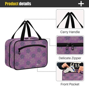 Bolsa de Aseo Portátil Impermeable para Viaje, Neceser de Gran Capacidad de Poliéster Personalizado para Mujer con Gancho - Product Image 4