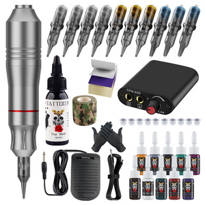 Set de Máquina de Tatuaje Permanente de Acero Inoxidable con Botón Manual, Kits de Pluma, Agujas de Cartucho y Fuente de Alimentación <span class=keywords><strong>para</strong></span> Principiantes - Product Image 4