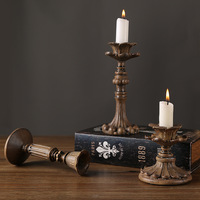 Porte-bougie rétro de style nordique en résine, porte-bougie pilier, chandelier antique