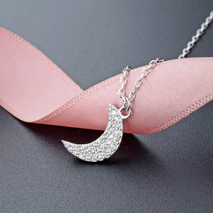 Colliers en argent Sterling 925, <span class=keywords><strong>prix</strong></span> de gros, zircon cubique 3A, belle lune, pendentif en <span class=keywords><strong>or</strong></span> Rose - Product Image 5