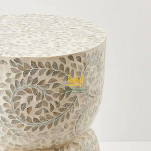 Mesa Auxiliar y Taburete Modernos de Lujo con Incrustaciones de Madreperla, Ajustables, para Sala de Estar y Dormitorio, Hechos en Vietnam - Product Image 2