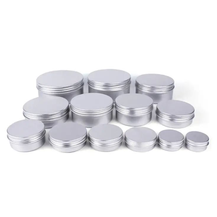 In Stock 5 15ml 30ml 50ml Wholesale Small Metal cosmetic Tin can packaging Round Box Empty Lip Balm Aluminum Cream Jar With Lid