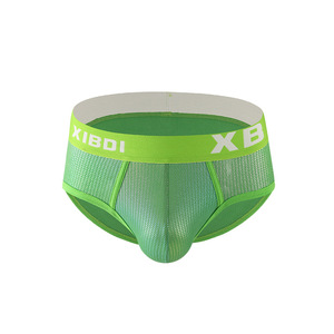 Men's Mid-Rise Sexy Breathable <strong>Underwear</strong> Cross-Border Trendy Personality Shorts with Logo on <strong>Waist</strong> Knitted Man Panties - Product Image 5