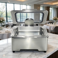 Réchaud de buffet carré en verre 304, design moderne, pour mariages et réceptions, équipement de restauration haut de gamme pour maintien au chaud des aliments