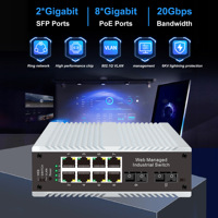 Switch PoE industriel 8 ports avec gestion WEB, connecté à 2 ports SC, fibre optique monomode double, résistant aux hautes températures