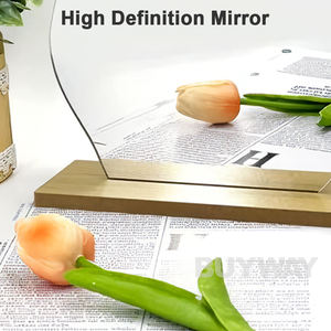 กระจกแต่งหน้าอะคริลิคแบบไม่สม่ำเสมอพร้อม<span class=keywords><strong>ฐาน</strong></span>ไม้ตกแต่งเครื่องสำอางกระจกไม้ไม่มีกระจก - Product Image 4