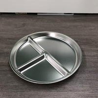 Assiette à dîner et petit-déjeuner en acier inoxydable à trois compartiments, vaisselle pour enfants, réduisant la consommation de graisse, quantitatif et sain