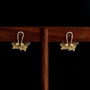 Boucles d'oreilles vintage Qingdao, émail bleu, blanc et rouge, étoile à cinq branches, clous d'oreilles - Product Image 3