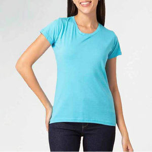Camiseta de Verano RUICHI, Nueva, 220GSM, Tejida, 100% Algodón, Corte Ajustado, Transpirable, Cuello Redondo, para Uso Diario Informal, para Mujer - Product Image 3
