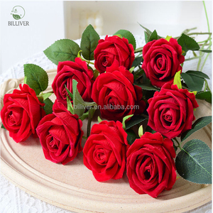 ورود حمراء اصطناعية بالجملة للزينة، باقات زهور حريرية مزيفة للزفاف والديكور المنزلي - Product Image 1