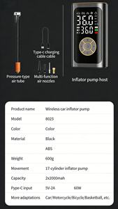 Compresseur d'air numérique intelligent électrique tout-terrain 4-en-1 avec fonction de démarrage de voiture et de vélo et manomètre intégré pour un gonflage instantané - Product Image 4