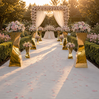 Support de fleurs de mariage en acier inoxydable miroir de luxe, en forme de sablier, en métal argenté et doré, pour centre de table de mariage