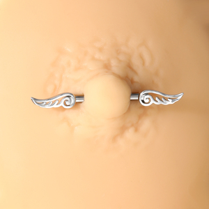 Anillos para pezones de acero inoxidable, barra recta, anillo para pezón, incrustaciones de zirconia cúbica, <span class=keywords><strong>alas</strong></span>, <span class=keywords><strong>Piercing</strong></span> para pezón - Product Image 4