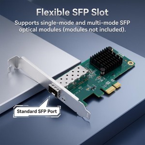 Tarjeta de Red Gigabit <span class=keywords><strong>PCIEX1</strong></span> 5.4 I210 para Servidor de Escritorio, Puerto Óptico SFP, Compatible con Interfaz X4X8X16 - Product Image 3